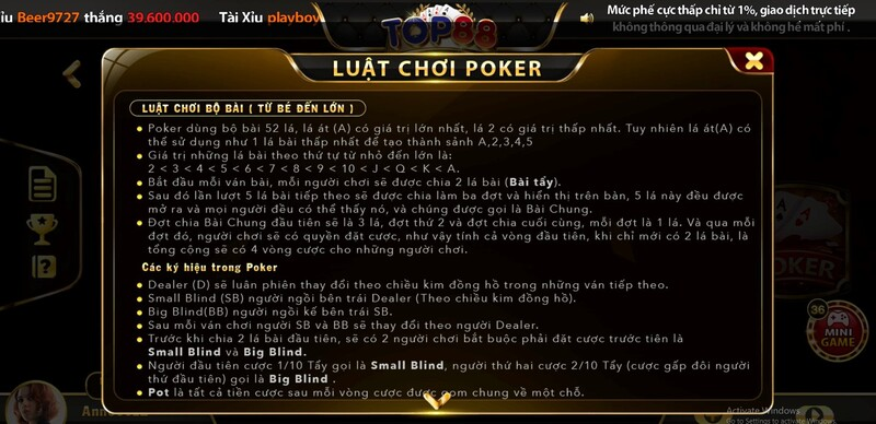 Chơi Poker Top88 bấy lâu nay những bạn có biết, mẹo chơi trăm trận trăm thắng